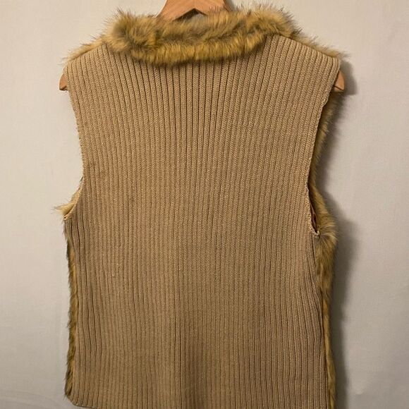 INC International Concepts Women Brown Faux Fur Vest M/L Medium Large - Picture 7 of 8